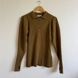 Olive Green Ribbed Knit Top